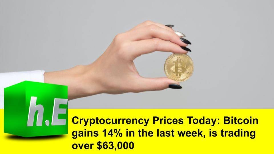 Cryptocurrency Prices Today: Bitcoin gains 14% in the last week, is trading over $63,000