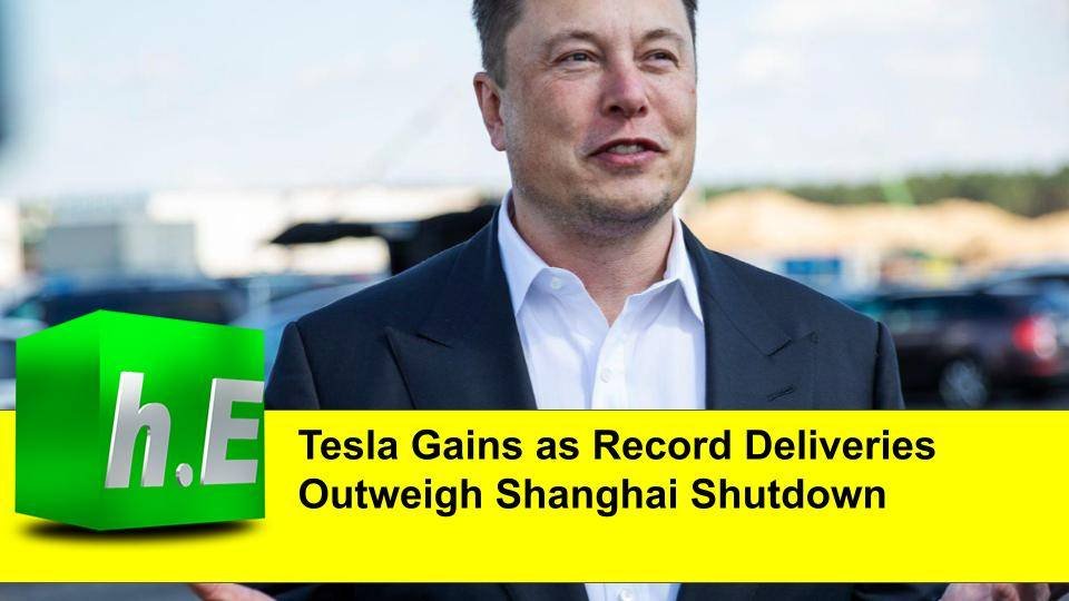 Tesla Gains as Record Deliveries Outweigh Shanghai Shutdown