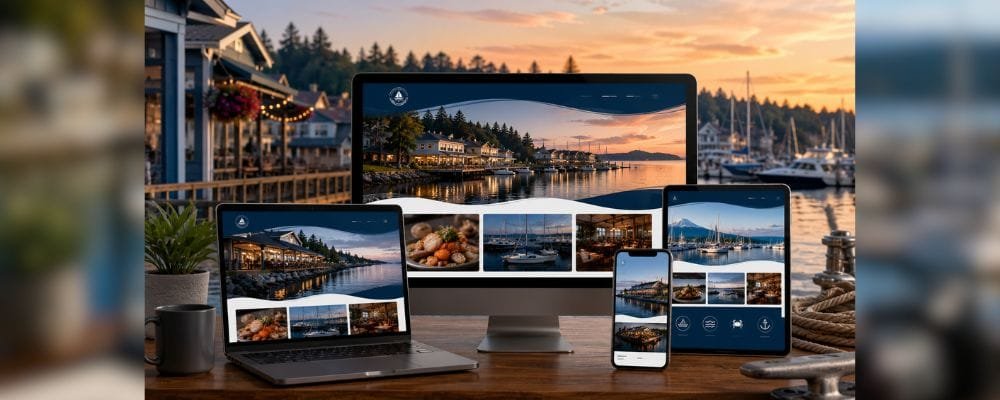 Coastal web design at sunset
