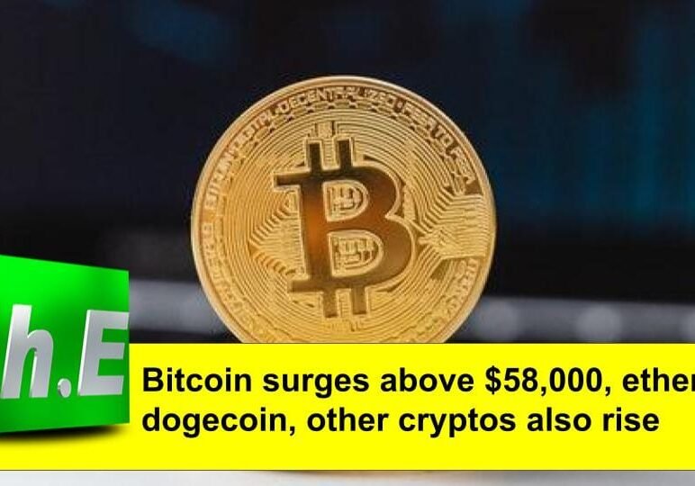 Bitcoin surges above $58,000, ether, dogecoin, other cryptos also rise