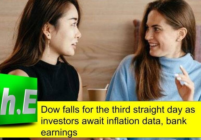 Dow falls for the third straight day as investors await inflation data, bank earnings